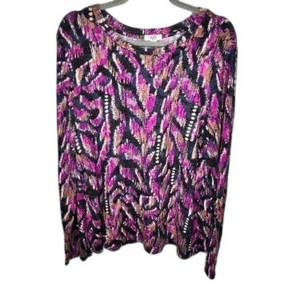 NZT Sweet Dreams Long Sleeve Printed Vines Tee XXL Pink Multi Soft Knit NWT - Picture 2 of 9